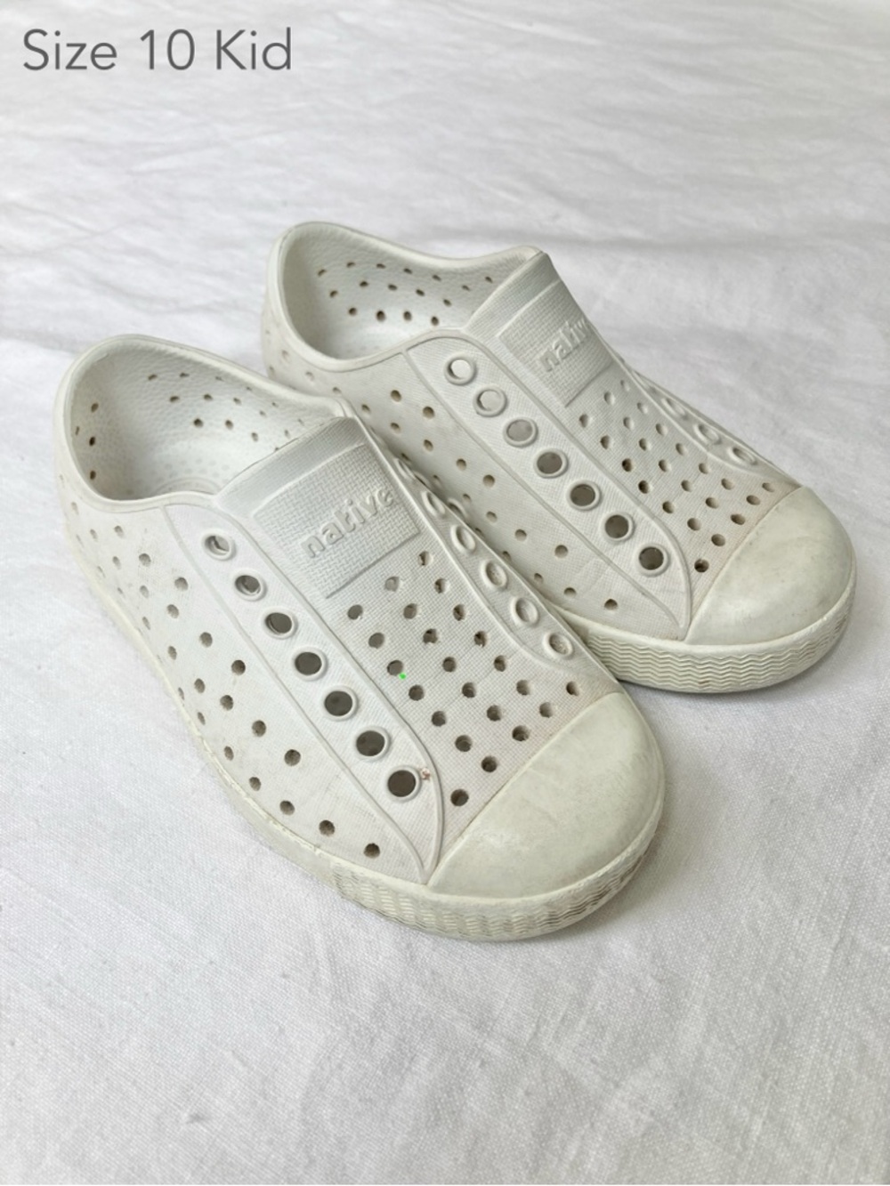 Native Shoes Size 10 Kid Boy Girl White Jefferson Shoes Summer Water Beach